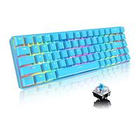 T8 Teclado mecánico actualizado 60% para juegos compacto tipo C con cable 68 teclas LED retroiluminado USB teclado impermeable 18 Chroma RGB retroiluminado teclas anti-ghosting(interruptor azul/azul)