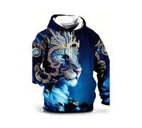 (T9-0809-01-S) Sudadera informal de moda para hombre, sudadera con capucha con estampado de tigre 3D
