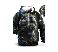 (T9-0809-03-S) Sudadera informal de moda para hombre, sudadera con capucha con estampado de tigre 3D