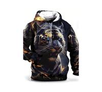 (T9-0809--04-S)Sudadera informal de moda para hombre, sudadera con capucha con estampado de tigre 3D