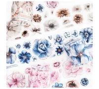 Ta Merry Scrapbook Accesorios Flores Pegatinas 3 Rollos PET Washi Tape Pegatinas Decoración para Diario Bullet Journal,Álbumes,Bloc de Notas Decoraciones,Accesorios de diario (Flores 1)