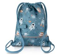 TA Trend Atelier Bolsa de gimnasia infantil en poliéster reciclado - repelente al agua, sin PFC, con tiras reflectantes y correa de pecho (Espacio-Azul)