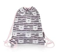 TA Trend Atelier Bolsa de gimnasia infantil en poliéster reciclado - repelente al agua, sin PFC, con tiras reflectantes y correa de pecho (Gato)