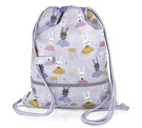 TA Trend Atelier Bolsa de gimnasia infantil en poliéster reciclado - repelente al agua, sin PFC, con tiras reflectantes y correa de pecho (Bailarina-Lila)