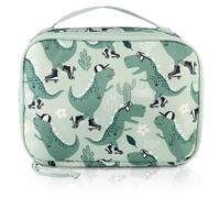 TA Trend Atelier bolsa térmica infantil, bolsa de almuerzo, mini bolsa isotérmica para cosméticos, medicamentos, tentempiés - 1,5 l (Verde-Dino)