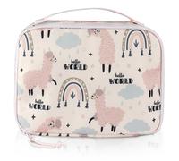TA Trend Atelier bolsa térmica infantil, bolsa de almuerzo, mini bolsa isotérmica para cosméticos, medicamentos, tentempiés - 1,5 l (Rosa-Llama)