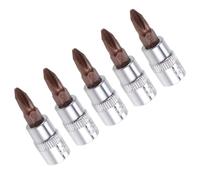 TA-VIGOR 5 llaves de vaso Phillips, llave de 1/4 pulgadas x PH2, puntas de acero S2 de alta calidad, broca de 38 mm de longitud con adaptador de taladro eléctrico de vástago hexagonal para