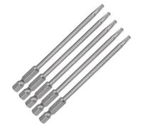 TA-VIGOR 5 puntas de destornillador de cabeza Torx T15 de 1/4 de pulgada, vástago hexagonal de 100 mm de largo, magnético a prueba de manipulaciones, puntas Torx de seguridad Star S2 de acero con