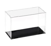 TA-VIGOR Caja expositora acrílica transparente, 25 x 10 x 15 cm, caja de almacenamiento organizadora, soporte a prueba de polvo, escaparate con base negra para almacenamiento de objetos coleccionables