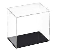 TA-VIGOR Caja expositora acrílica transparente, 25 x 15 x 25 cm, caja de almacenamiento organizadora, soporte a prueba de polvo, escaparate con base negra para almacenamiento de objetos coleccionables