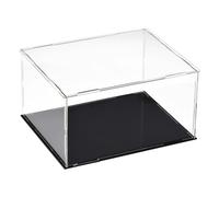 TA-VIGOR Caja expositora acrílica transparente, 25 x 20 x 15 cm, caja de almacenamiento organizadora, soporte a prueba de polvo, escaparate con base negra para almacenamiento de objetos coleccionables