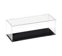 TA-VIGOR Caja expositora acrílica transparente, 30 x 10 x 10 cm, caja de almacenamiento organizadora, soporte a prueba de polvo, con base negra para almacenamiento de objetos coleccionables