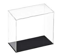 TA-VIGOR Caja expositora acrílica transparente, 30 x 15 x 30 cm, caja organizadora para encimera, soporte organizador a prueba de polvo, con base negra para almacenamiento de objetos coleccionables