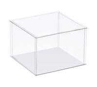 TA-VIGOR Caja expositora acrílica transparente, 30 x 30 x 30 cm, caja de almacenamiento organizadora, soporte a prueba de polvo, con base blanca para almacenamiento de objetos coleccionables