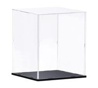 TA-VIGOR Caja expositora acrílica transparente, 30 x 30 x 40 cm, caja de almacenamiento organizadora, soporte a prueba de polvo, con base negra para almacenamiento de objetos coleccionables
