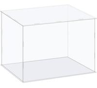 TA-VIGOR Caja expositora acrílica transparente, 35 x 25 x 25 cm, caja de almacenamiento organizadora, a prueba de polvo, con base blanca para almacenamiento de objetos coleccionables