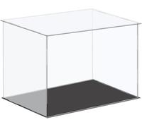 TA-VIGOR Caja expositora acrílica transparente, 35 x 25 x 25 cm, caja de almacenamiento organizadora, a prueba de polvo, con base negra para almacenamiento de objetos coleccionables