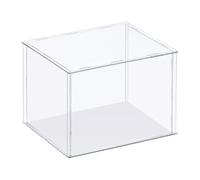 TA-VIGOR Caja expositora acrílica transparente, 40 x 20 x 25 cm, caja de almacenamiento organizadora, soporte a prueba de polvo, escaparate con base blanca para almacenamiento de objetos