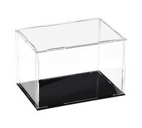 TA-VIGOR Vitrina acrílica transparente, 15 x 10 x 10 cm, caja organizadora para encimera, soporte organizador a prueba de polvo con base negra para figuras de acción, juguetes, coleccionables,