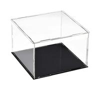 TA-VIGOR Vitrina acrílica transparente, 15 x 15 x 10 cm, caja organizadora para encimera, soporte organizador a prueba de polvo con base negra para figuras de acción, juguetes, coleccionables,