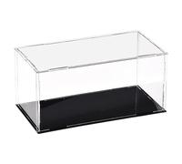 TA-VIGOR Vitrina acrílica transparente, 20 x 10 x 10 cm, caja organizadora para encimera, soporte organizador a prueba de polvo con base negra para figuras de acción, juguetes, coleccionables,
