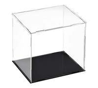 TA-VIGOR Vitrina acrílica transparente, 20 x 15 x 20 cm, caja organizadora para encimera, soporte organizador a prueba de polvo con base negra para figuras de acción, juguetes, coleccionables,
