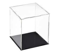 TA-VIGOR Vitrina acrílica transparente, 25 x 25 x 30 cm, caja organizadora para encimera, soporte organizador a prueba de polvo con base negra para figuras de acción, juguetes, coleccionables,