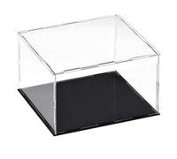 TA-VIGOR Vitrina acrílica transparente 30x30x20 cm, caja organizadora para encimera, soporte a prueba de polvo con base negra para figuras de acción, juguetes, coleccionables