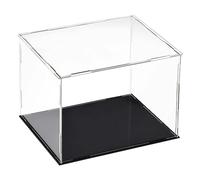 TA-VIGOR Vitrina de acrílico transparente, 30 x 25 x 25 cm, caja organizadora de mostrador, de montaje, soporte de cubo, a prueba de polvo, con base negra, para figuras de acción, juguetes, artículos
