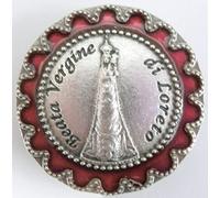 TA20SA-053 imán redondo virgen de loreto beata virgen galvanizada plata plateada diámetro 3 cm esmalte rojo