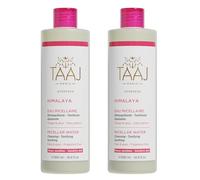 TAAJ | Agua micelar Hymalaya | Limpia y desmaquilla | Elimina las impurezas | Piel perfectamente suave y flexible | Tez fresca y radiante | Made in France | Vegana | CrueltyFree | Envase de 2x500ML