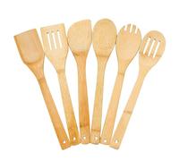 Taasmoog 6 cucharas de madera, utensilios de cocina, cucharas de madera de bambú, cuchara de bambú ranurada, espátulas de madera, utensilios de cocina de madera premium