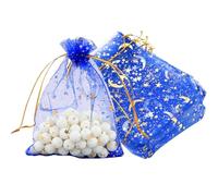 Taasmoog Bolsas de organza azul de 15 x 20 cm, 50 bolsas de regalo de organza, bolsa de joyería de boda, perfecta para bodas, Navidad, cumpleaños, suministros de fiesta de aniversario (estrellas y