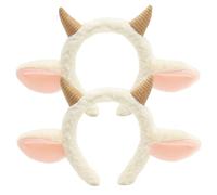 Tabadillas de animales de 2 por ciento, banda de cabeza de cabra de cabra, banda para el cabello de orejas de animales sin resbalón, lindo disfraz de para cosplay de fiesta de Halloween, acceso