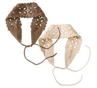 Tabadillas de crochet de 2 piezas para mujeres, linda envoltura de cabeza de boho elástica de tejido de punto, accesorios de cabello de cabello de de de crochet hueco rústico.