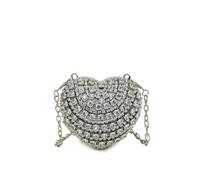 TABAGFKFNV A Rhinestone Encrusted Heart Shaped Evening Bag Suitable For Events Weddings Parties(Silver)