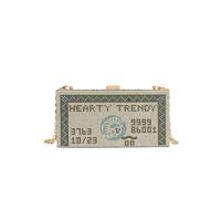TABAGFKFNV Bolso de mano tipo billete con brillantes, rígido y con cadena metálica, adornado con pedrería. Ideal for mujeres.(Silver)