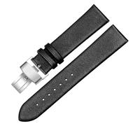 TABAGFKFNV Correa de cuero suave unisex de liberación rápida con hebilla de acero inoxidable de 12 mm, 14 mm, 16 mm, 18 mm, 20 mm y 22 mm.(Silver black 1,16mm)