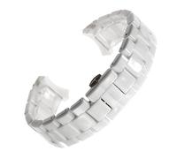TABAGFKFNV Correa de reloj de cerámica con cierre de mariposa ajustable de liberación rápida, color negro y blanco, universal, for hombre y mujer.(White silver,18mm)