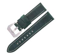 TABAGFKFNV Correa de reloj de cuero for hombre, 20, 22 y 24 mm, estilo vintage mate, hebilla de acero inoxidable for mujer(Green-Silver Buckle,20mm)