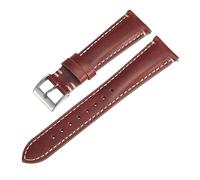 TABAGFKFNV Correa de reloj unisex de 18 mm, 20 mm, 22 mm y 24 mm, estilo vintage for hombre, correa de cuero de negocios, de liberación rápida y extraíble.(Red,22mm)