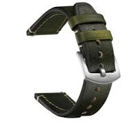 TABAGFKFNV Correa de reloj universal retro de 18, 20 y 22 mm, de cuero genuino, con hebilla de acero for hombre y mujer.(Green-Silver,20mm)