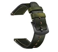 TABAGFKFNV Correa de reloj universal retro de 18, 20 y 22 mm, de cuero genuino, con hebilla de acero for hombre y mujer.(Green-Black,18mm)