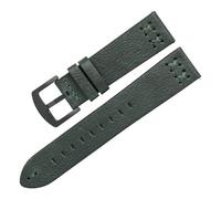 TABAGFKFNV Correa de reloj vintage de cuero con costuras hechas a mano, 20 mm y 22 mm, con hebilla de acero inoxidable for hombre y mujer.(Green,22mm)