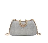 TABAGFKFNV Sparkling Small Bag Women's Versatile Chain Single Shoulder Diagonal Straddle Evening Bags(Silver)