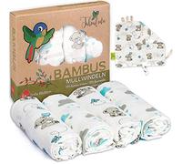 Tabalino - Mantas Muselina Bebé, Pañales de Gasa de bambú paños de escupir maravillosamente Suaves - 80x80cm - Pack de 4 - un paño mimoso Gratis - Doble Tejido - niño y niña - pañales de Tela