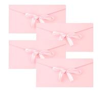 Tabanzhe Sobres de papel kraft, paquete de 4 unidades, diseño retro rosa con cintas, tarjeta de felicitación de invitación vintage para invitaciones hechas a mano, cartas, bodas, cumpleaños