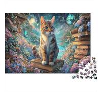 Tabby Cat en Libros mágicos Rompecabezas Mascotas Puzzle 1000 Piezas - Regalo, Juego Familiar, Decoración del Hogar, para Adultos 38x26cm/1000pcs