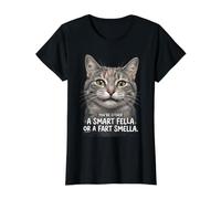Tabby Cat Eres un Tipo Inteligente o un Olor a Pedo Camiseta gráfica económica, Mujer, Negro, S
