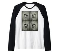 Tabby Cat in Sunglasses Funny Photobooth Selfie Pet Lover Camiseta Manga Raglan